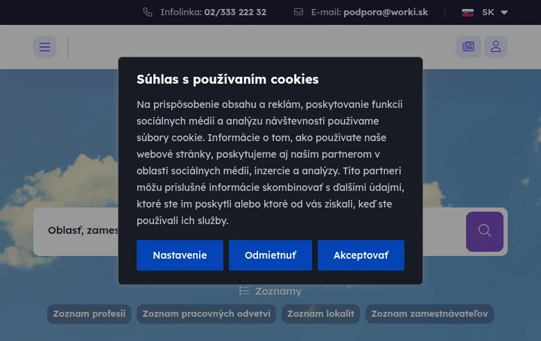 Worki.sk screenshot Worki.sk job board platform screenshot showing job search interface