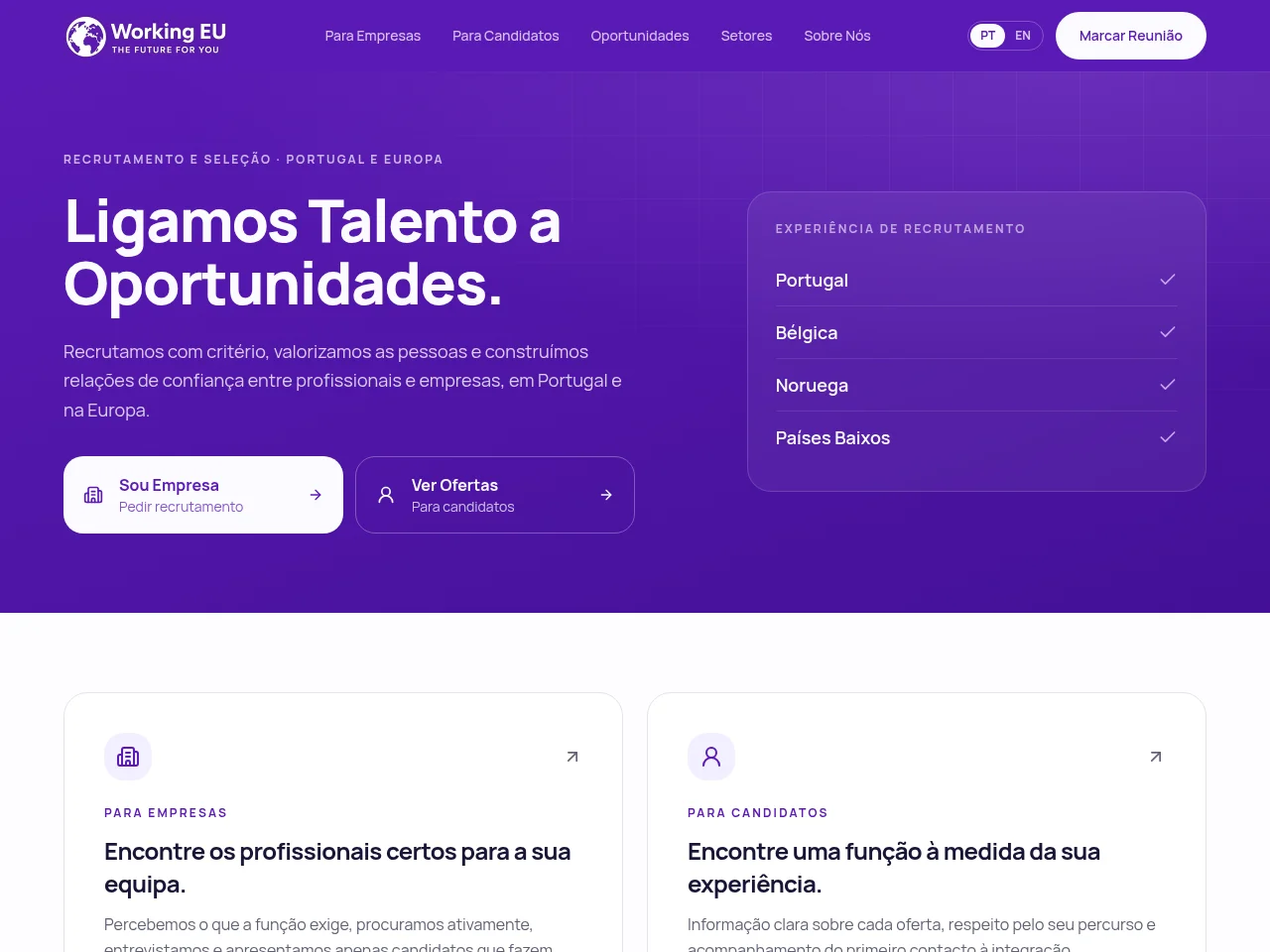 Working EU screenshot Working EU website screenshot