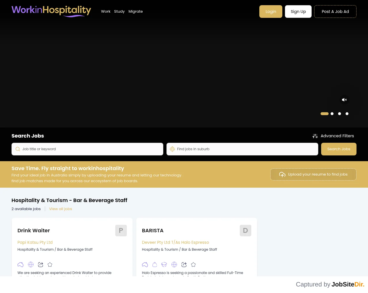 WorkinHospitality screenshot WorkinHospitality website screenshot