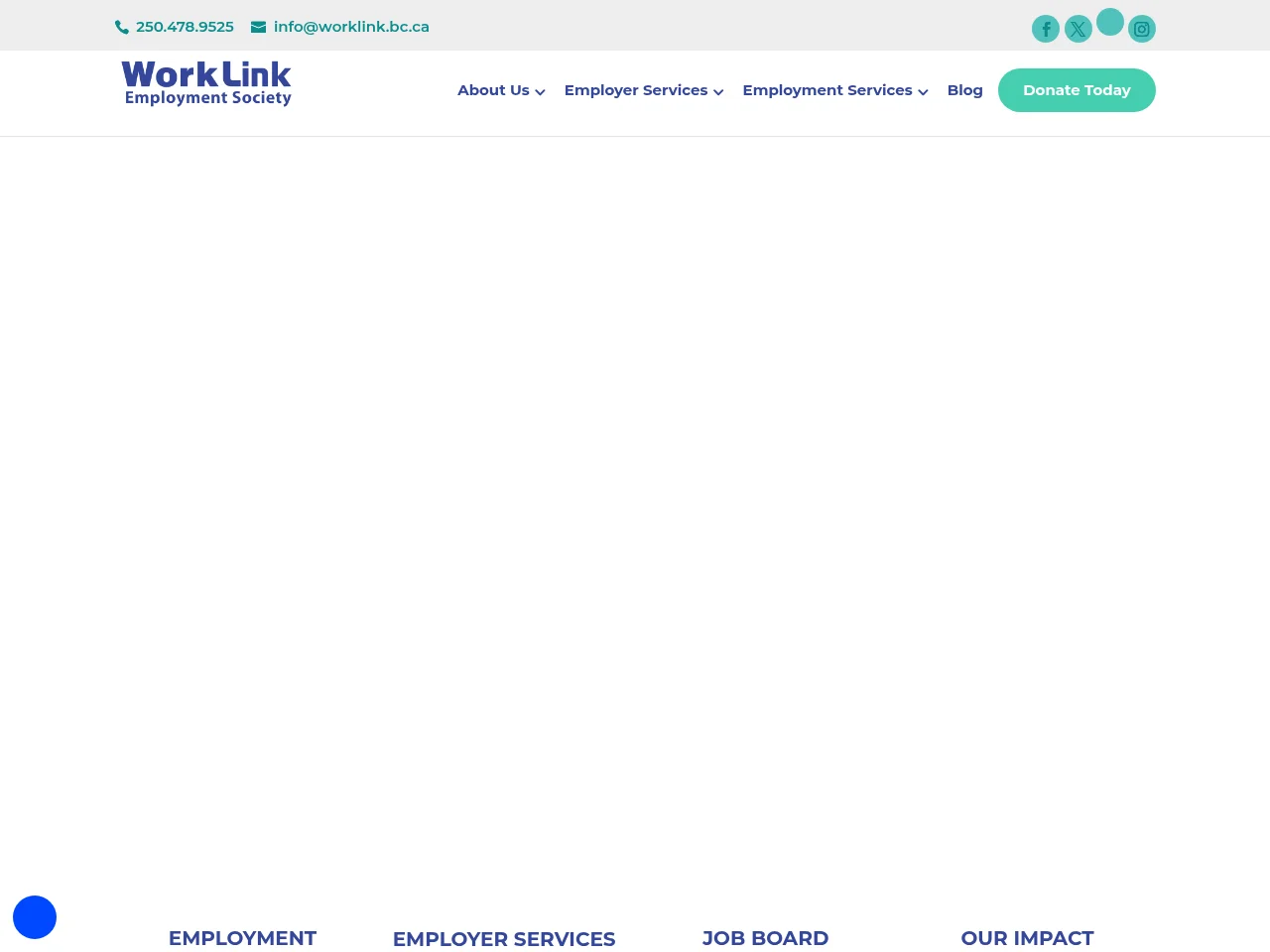WorkLink Employment Society job board platform screenshot showing job search interface