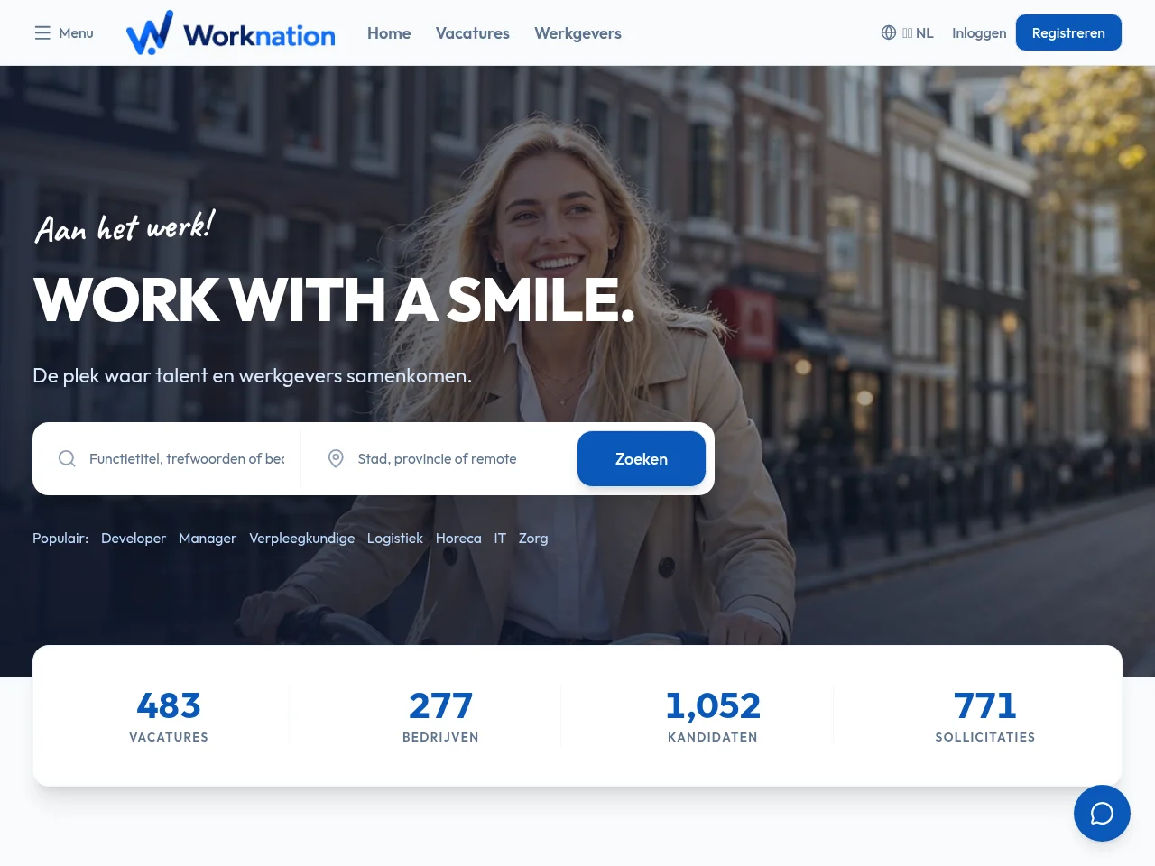 Worknation job board platform screenshot showing job search interface