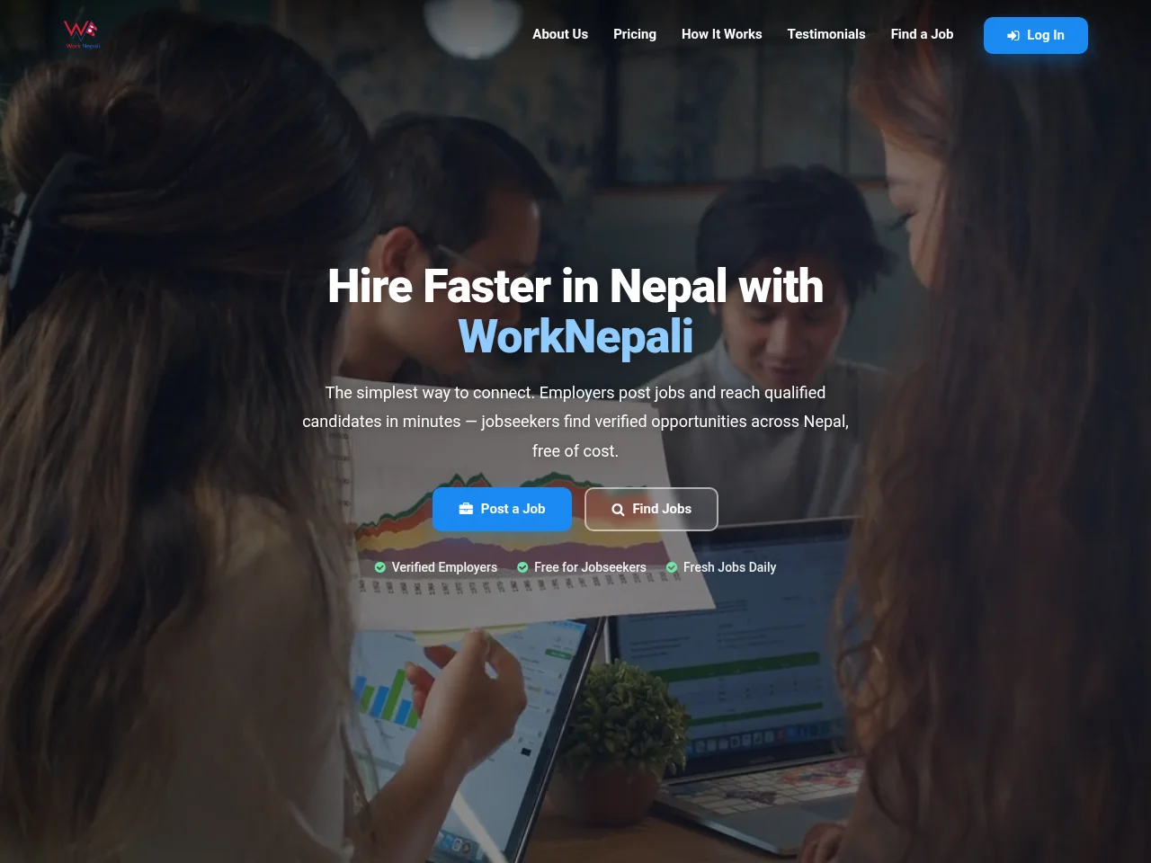 Work Nepali job board platform screenshot showing job search interface
