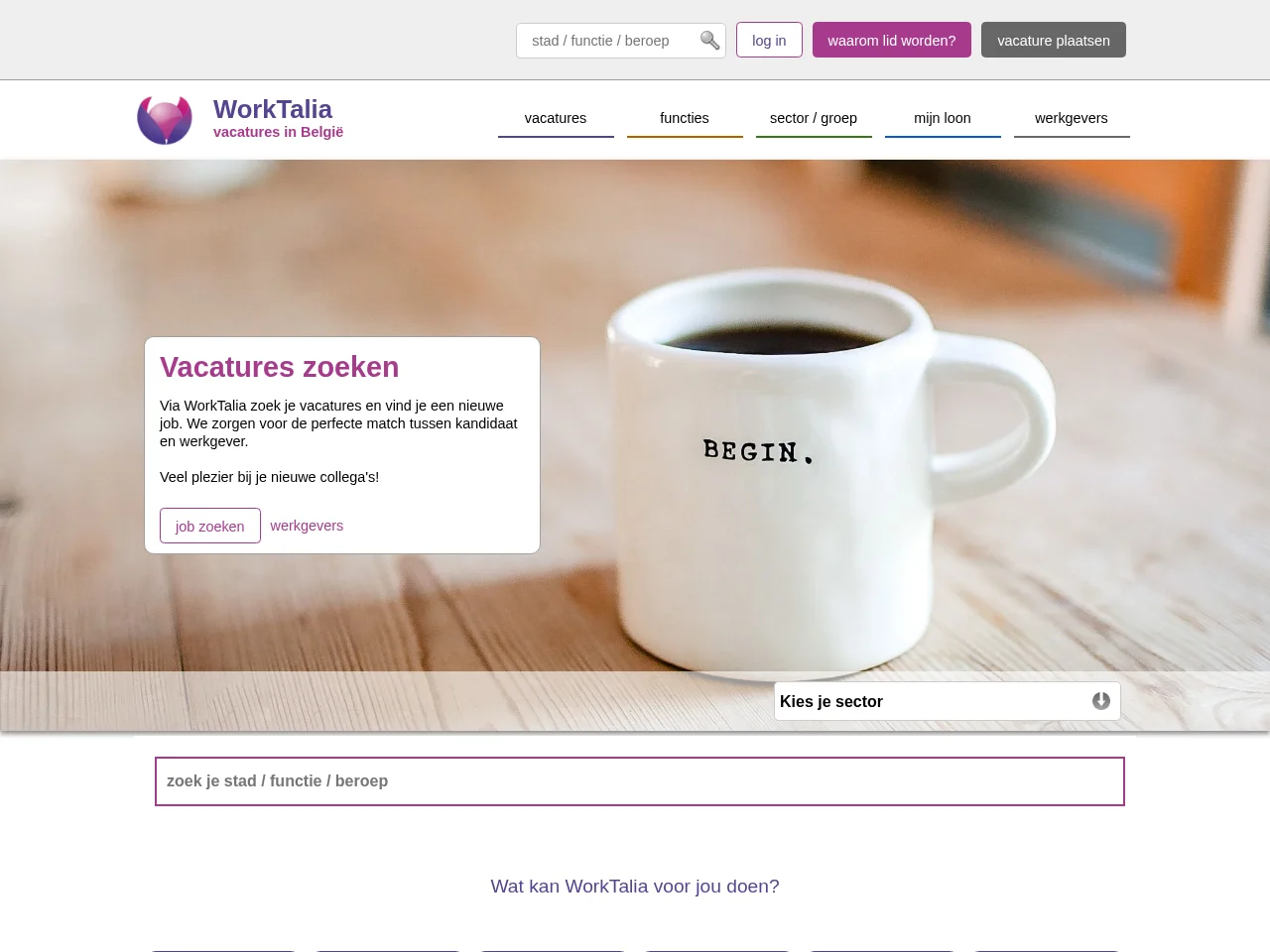 WorkTalia job board platform screenshot showing job search interface
