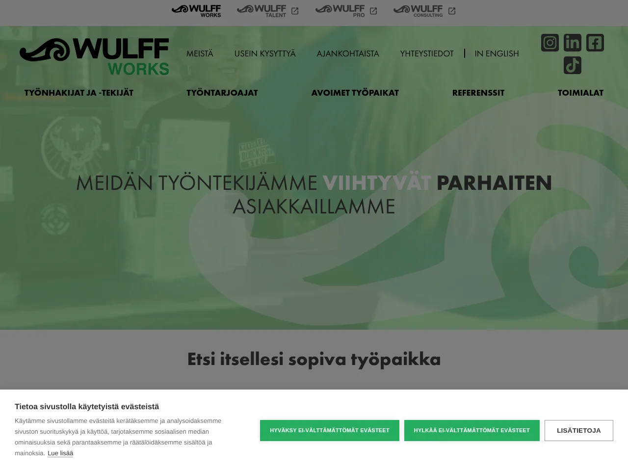 Wulff Works job board platform screenshot showing job search interface