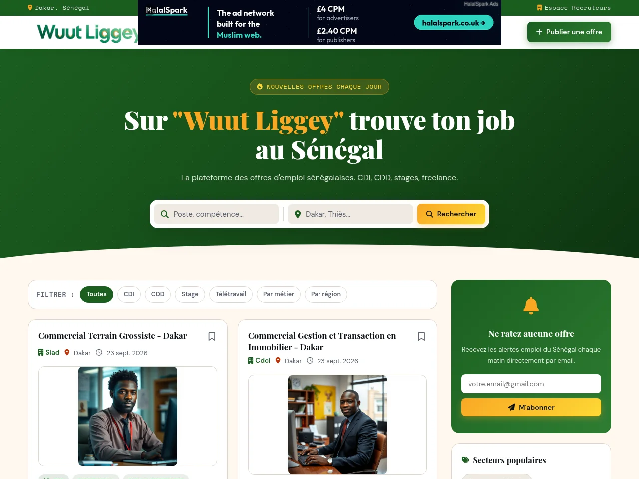 Wuut Liggey job board platform screenshot showing job search interface