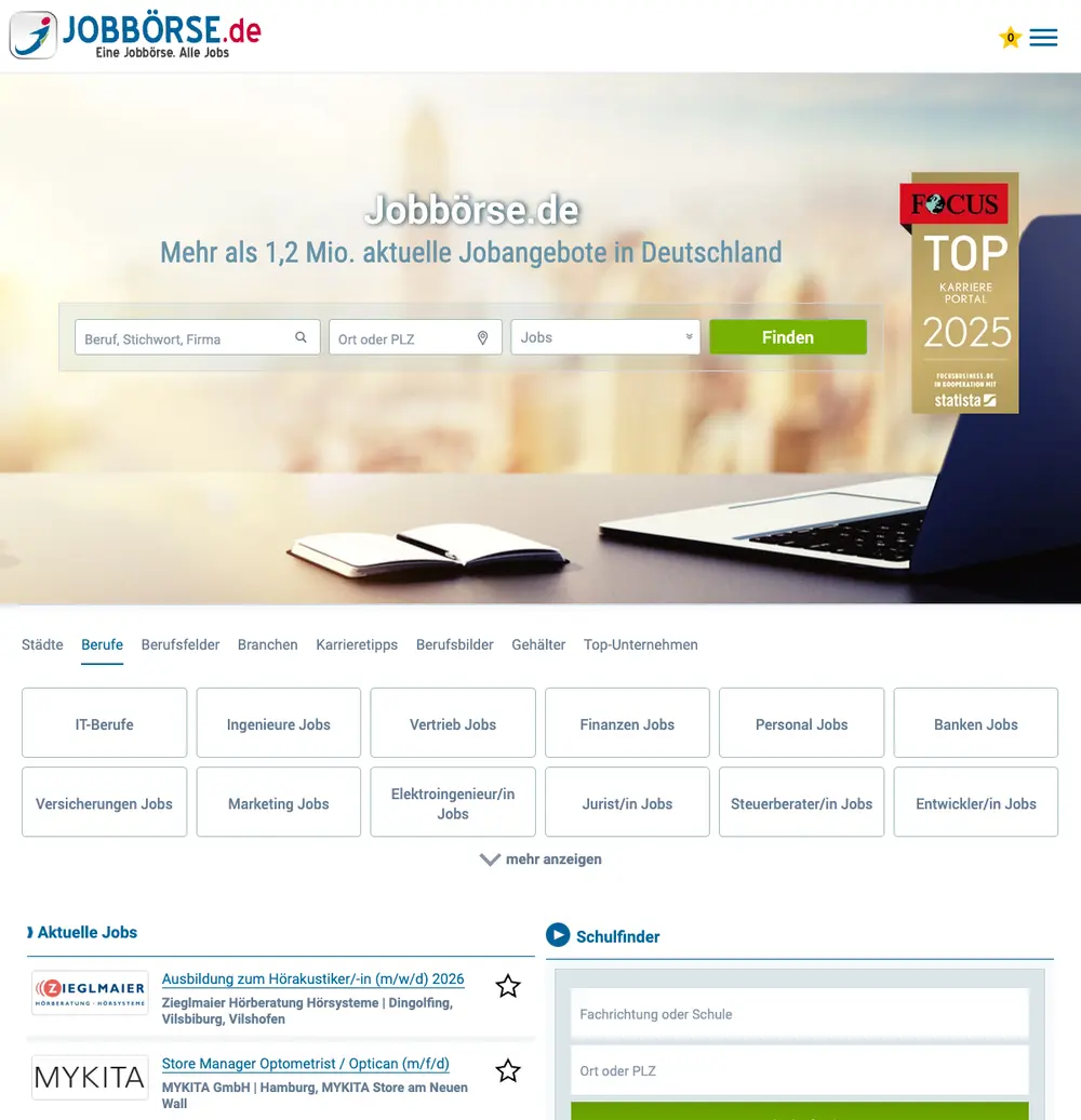Jobbörse.de job board platform screenshot showing job search interface