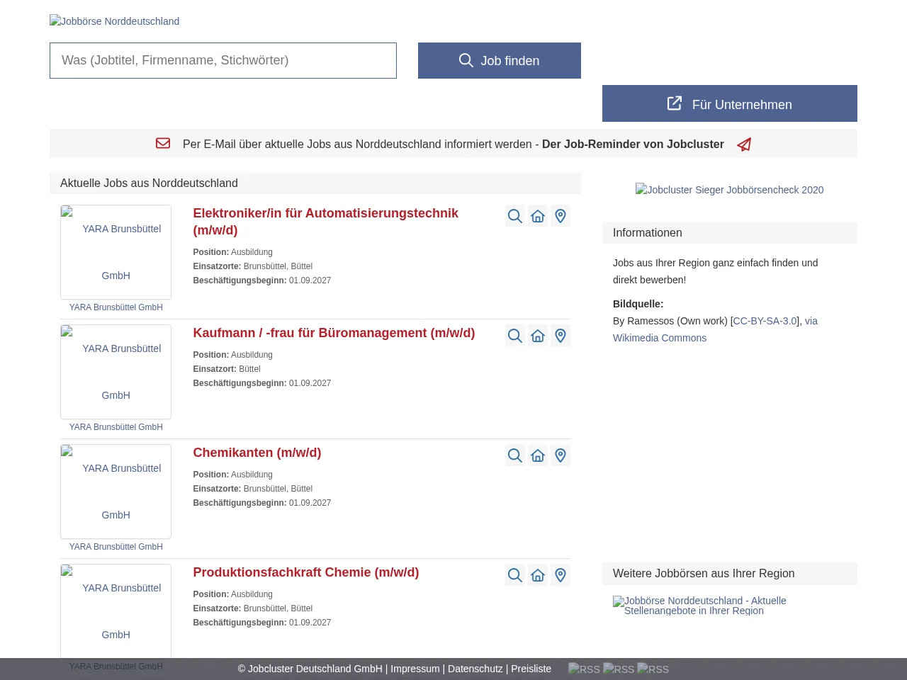 Jobbörse Norddeutschland screenshot Jobbörse Norddeutschland job board platform screenshot showing job search interface