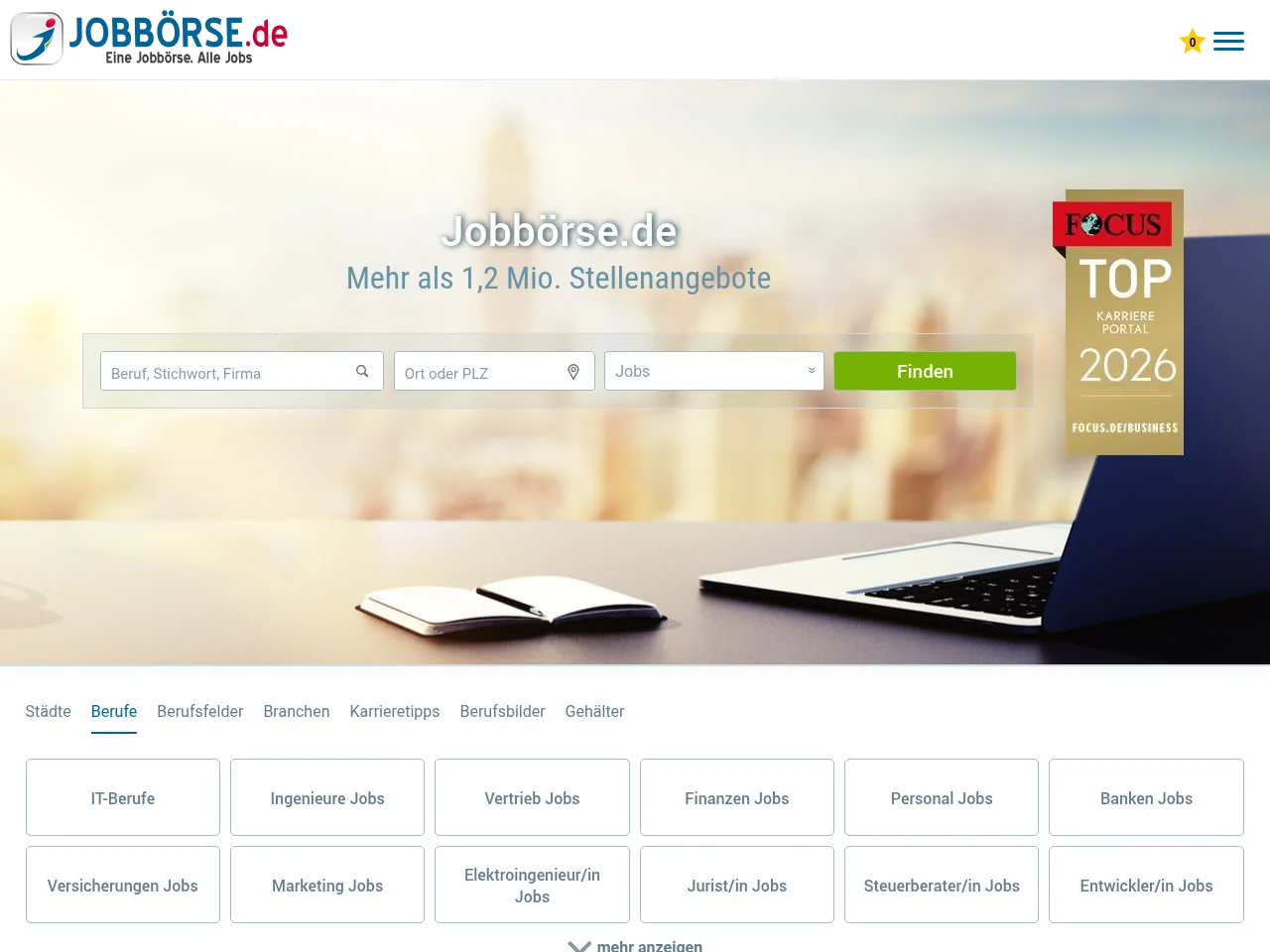 Jobbörse-stellenangebote.de screenshot Jobbörse-stellenangebote.de job board platform screenshot showing job search interface