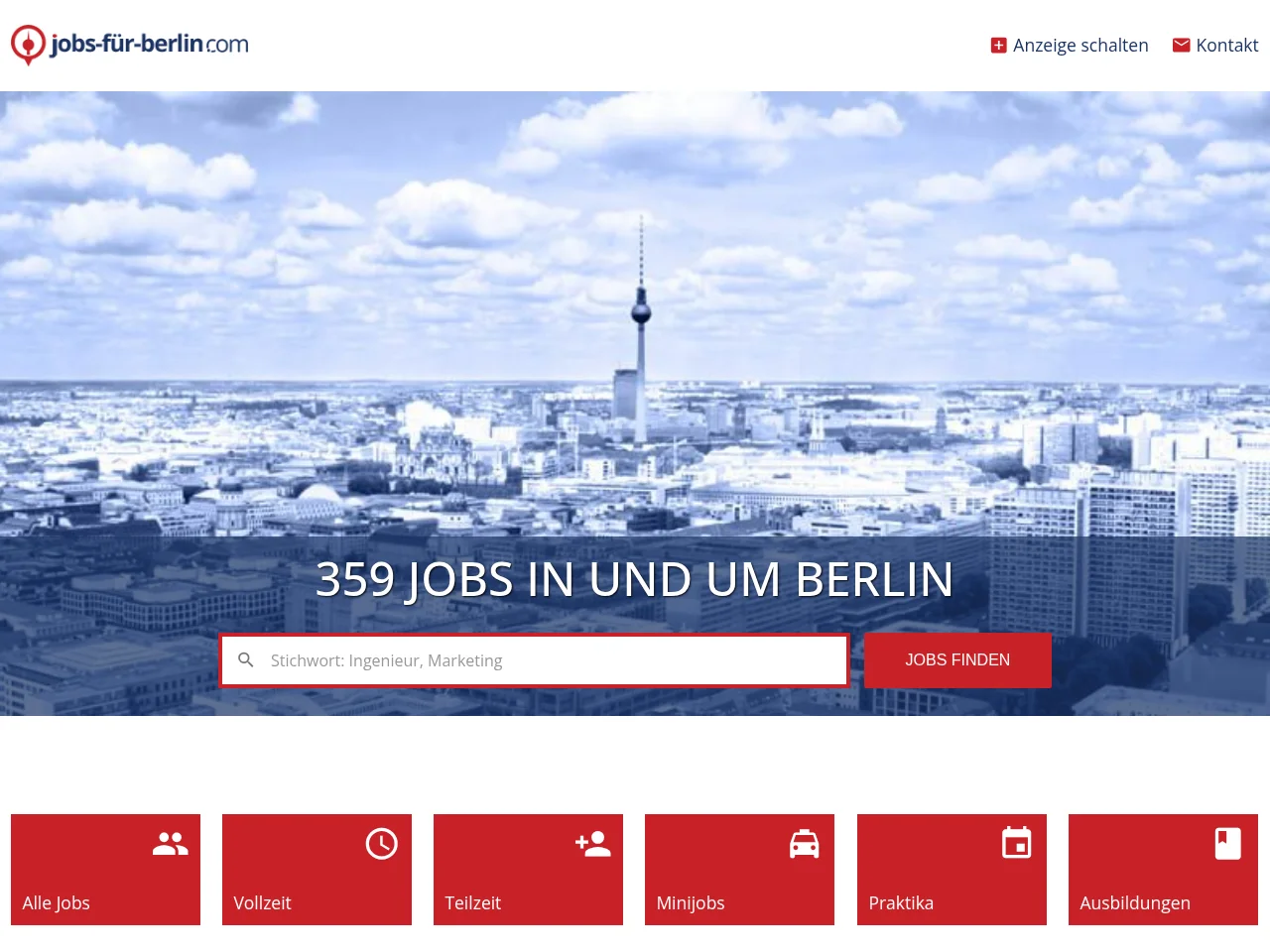 Jobs für Berlin screenshot Jobs für Berlin job board platform screenshot showing job search interface