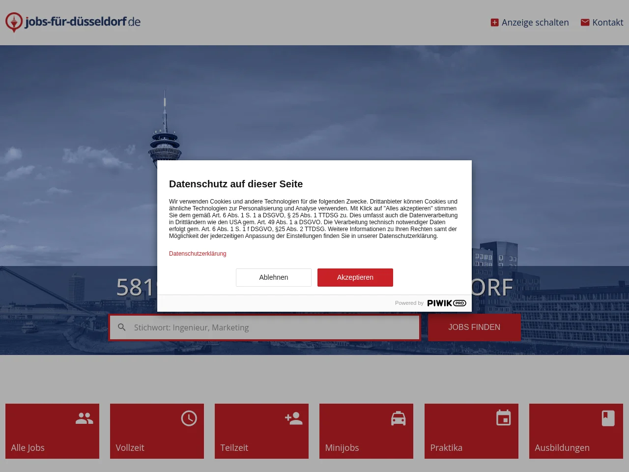 Jobs-für-Düsseldorf.de screenshot Jobs-für-Düsseldorf.de job board platform screenshot showing job search interface