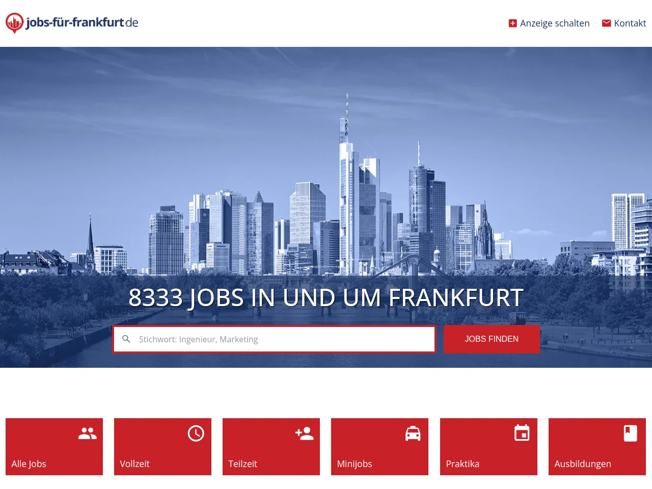 Jobs für Frankfurt screenshot Jobs für Frankfurt job board platform screenshot showing job search interface
