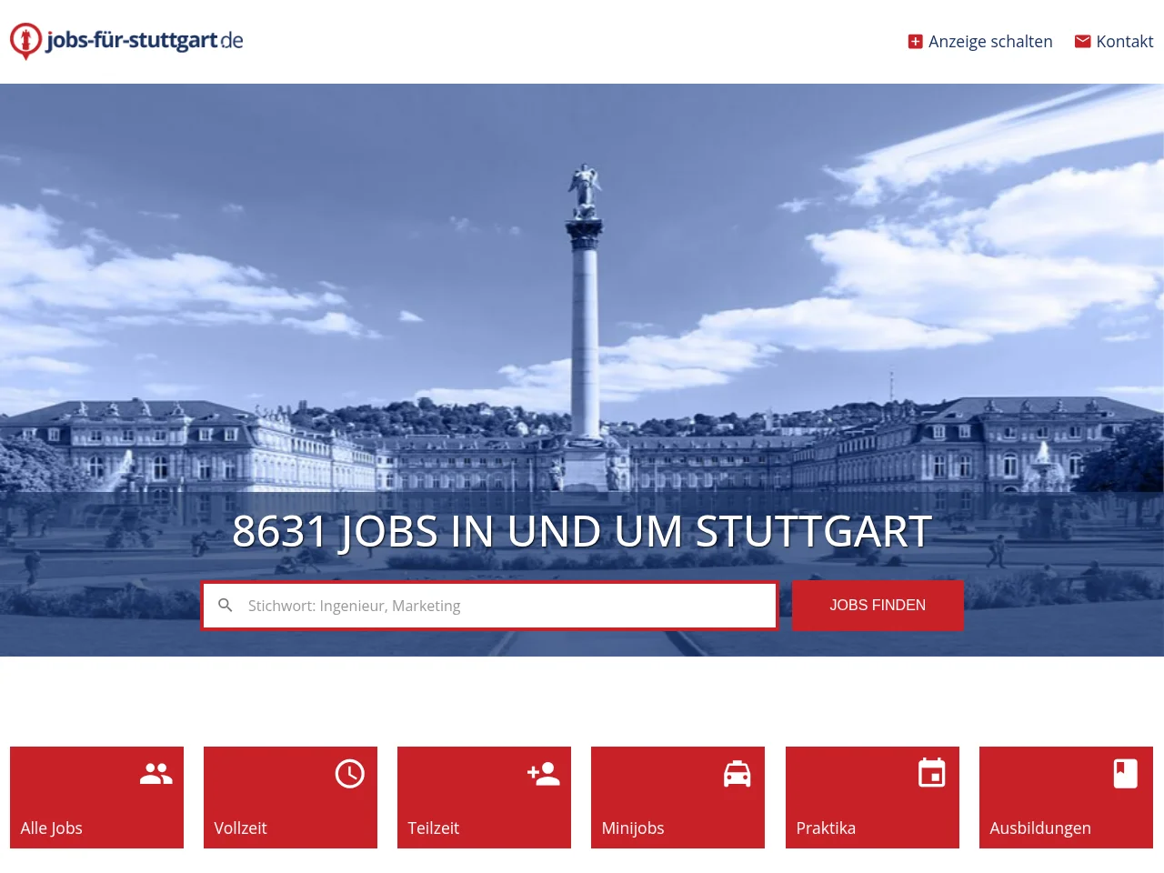 Jobs für Stuttgart screenshot Jobs für Stuttgart job board platform screenshot showing job search interface