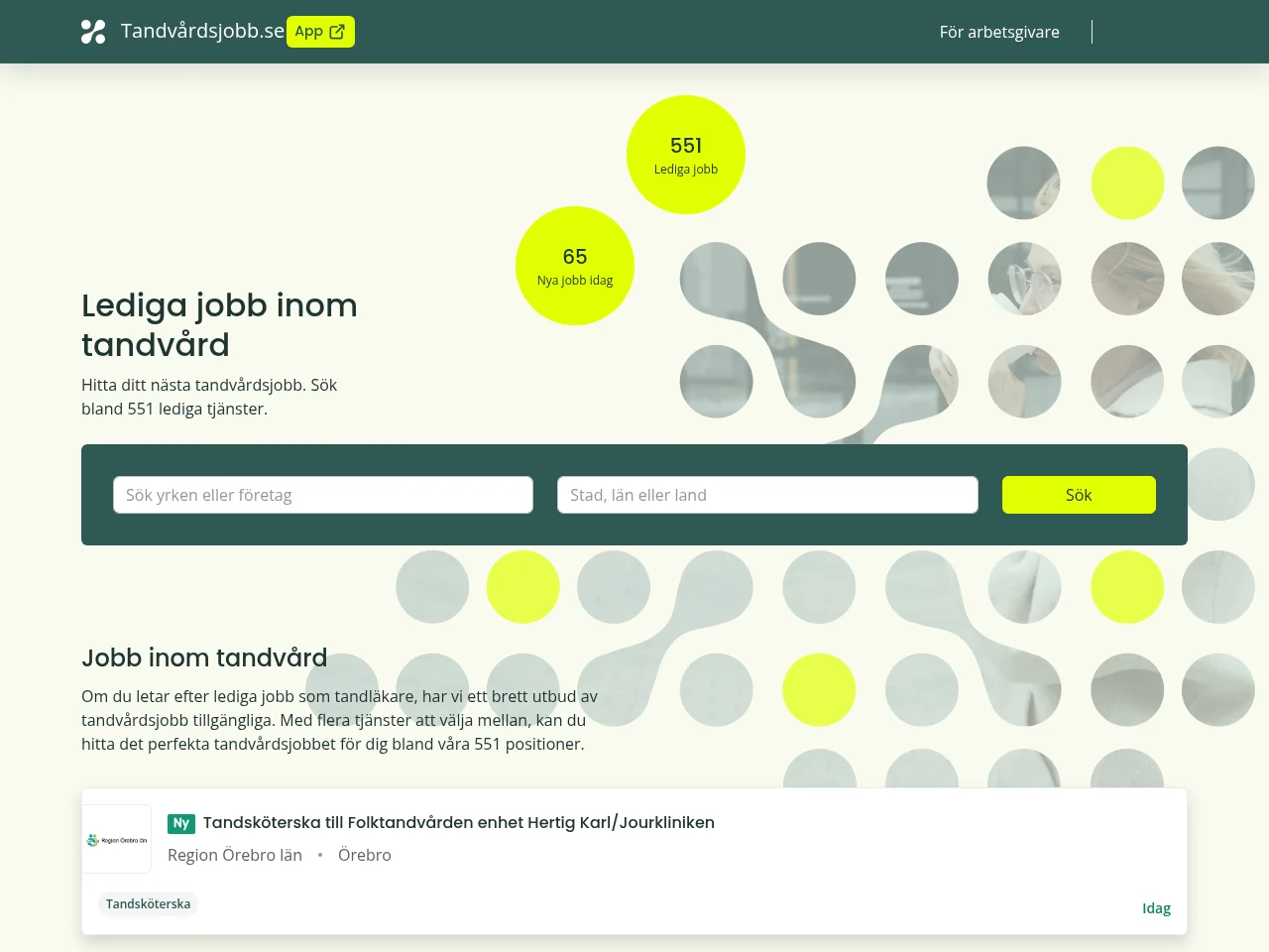 Tandvårdsjobb.se website screenshot