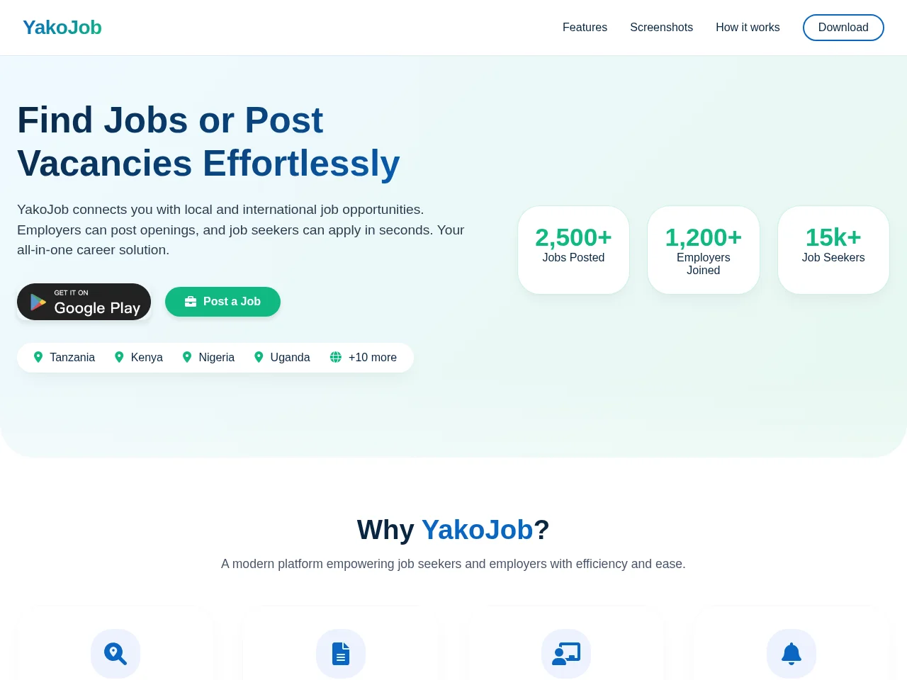 YakoJob screenshot YakoJob job board platform screenshot showing job search interface