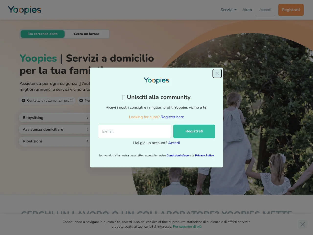 Yoopies job board platform screenshot showing job search interface