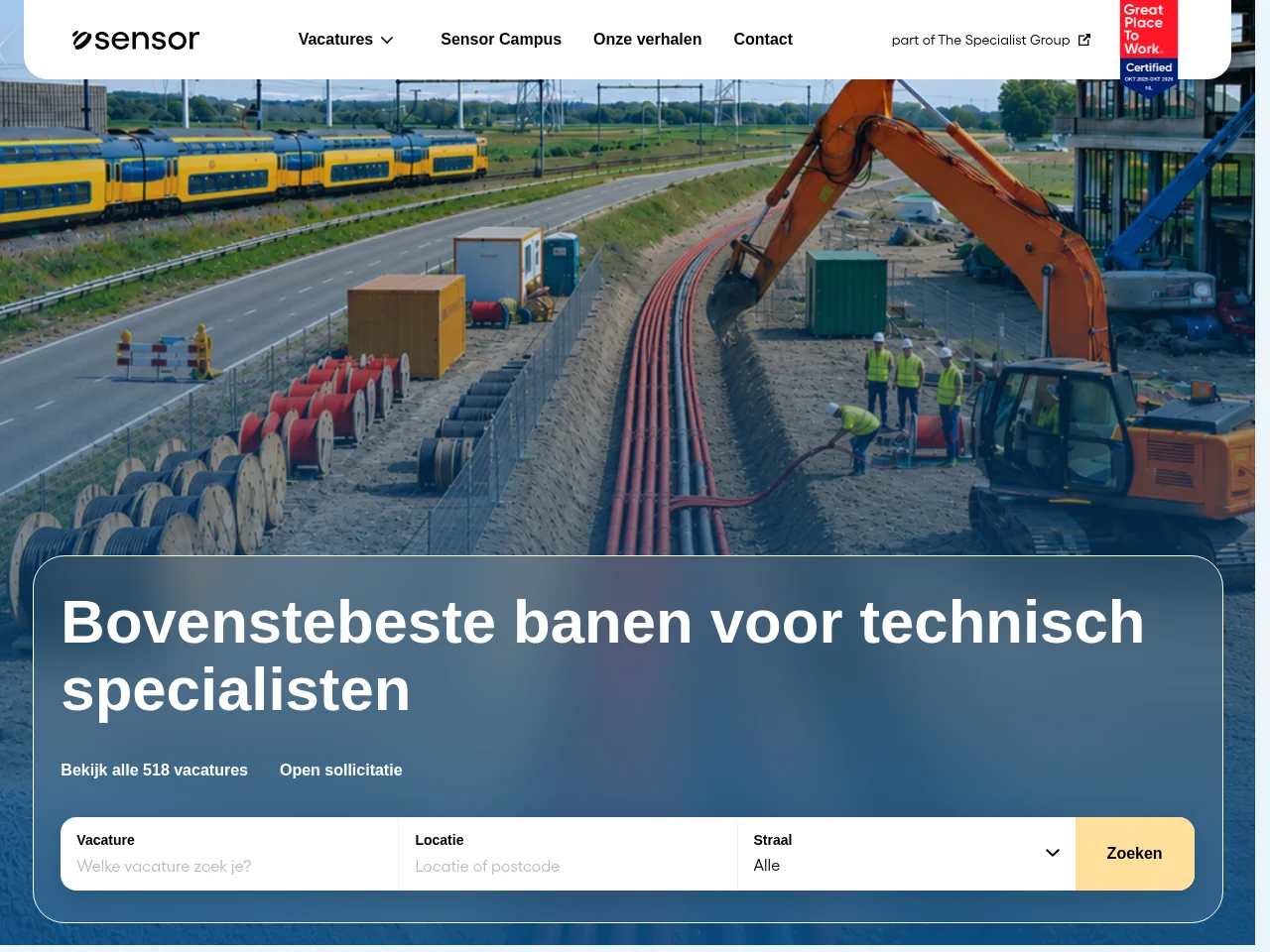 Sensor job board platform screenshot showing job search interface