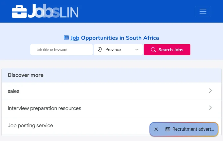 Jobslin screenshot Jobslin job board platform screenshot showing job search interface