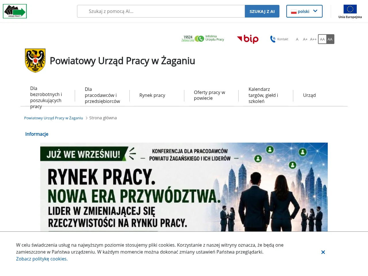 Powiatowy Urząd Pracy w Żaganiu screenshot Powiatowy Urząd Pracy w Żaganiu job board platform screenshot showing job search interface