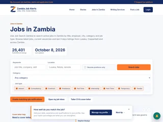 Zambia Job Alerts platform preview Zambia Job Alerts platform preview