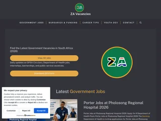 ZA Vacancies platform preview