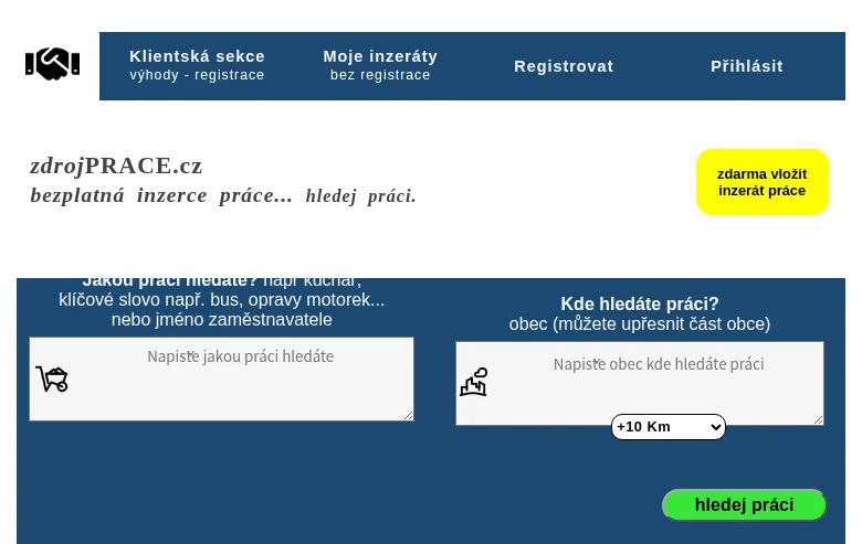 zdrojPrace.cz job board platform screenshot showing job search interface