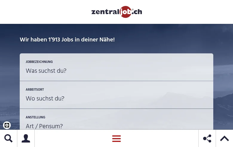 zentraljob.ch job board platform screenshot showing job search interface