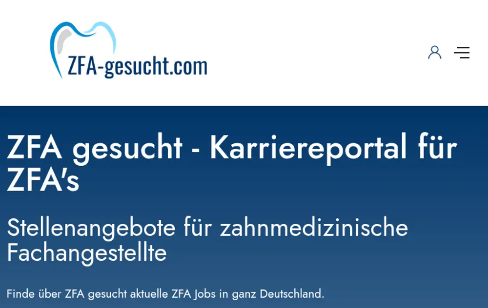 ZFA gesucht screenshot ZFA gesucht job board platform screenshot showing job search interface