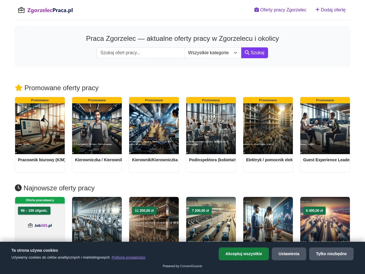 zgorzelecpraca.pl screenshot zgorzelecpraca.pl job board platform screenshot showing job search interface
