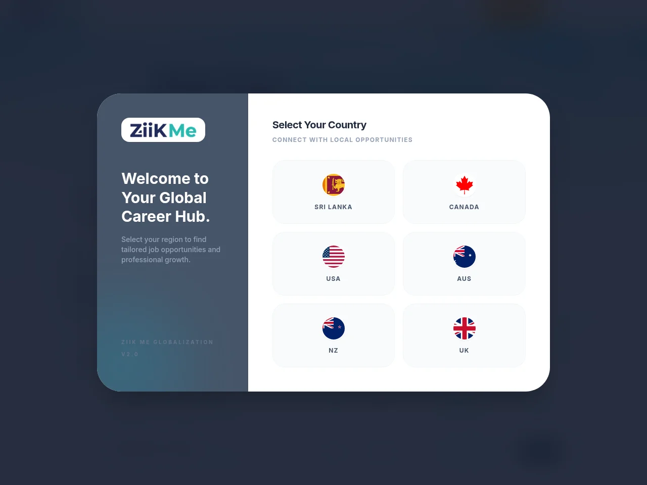 ZiiK Me job board platform screenshot showing job search interface