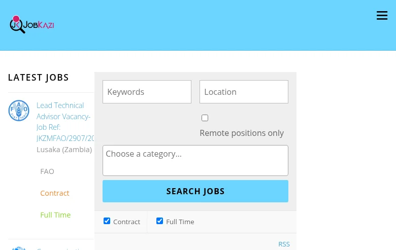 JobsKazi Zambia screenshot JobsKazi Zambia job board platform screenshot showing job search interface