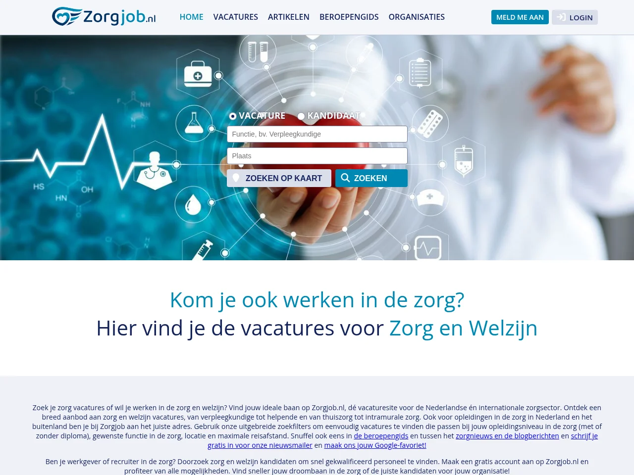 Zorgjob.nl screenshot Zorgjob.nl job board platform screenshot showing job search interface