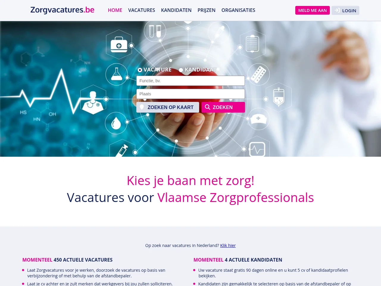Zorgvacatures.be screenshot Zorgvacatures.be job board platform screenshot showing job search interface