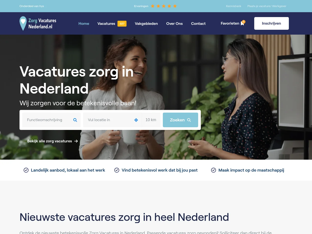 Zorgvacatures Nederland screenshot Zorgvacatures Nederland job board platform screenshot showing job search interface