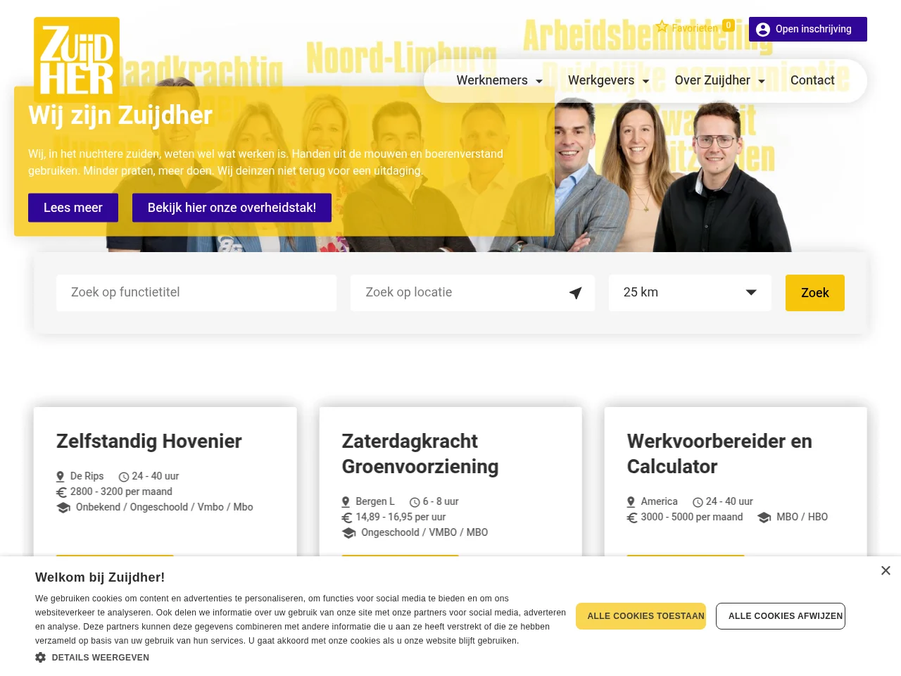 Zuijdher screenshot Zuijdher job board platform screenshot showing job search interface